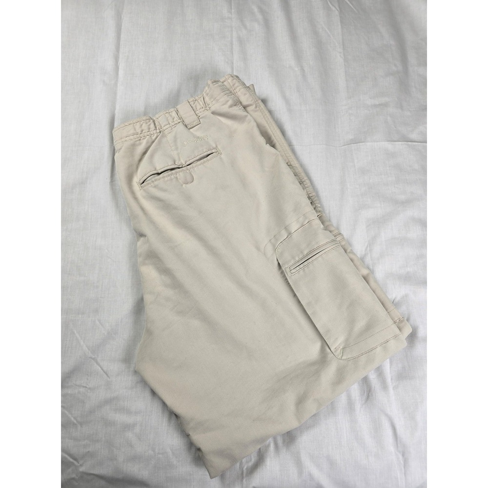 Columbia GRT Pants Mens Large Inseam 32 Beige Cargo Hiking Quick Dry Travel